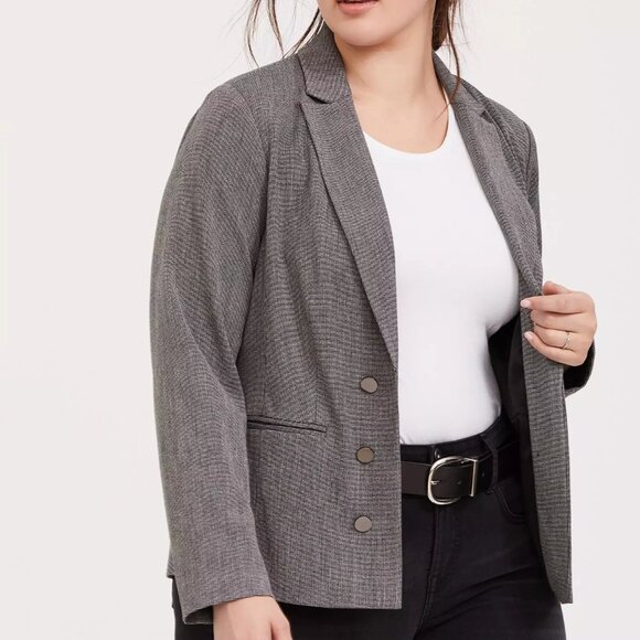 Torrid Black & White Tweed Textured Blazer in Dark Pearl Gray l Size 3 / 3X - Picture 2 of 9